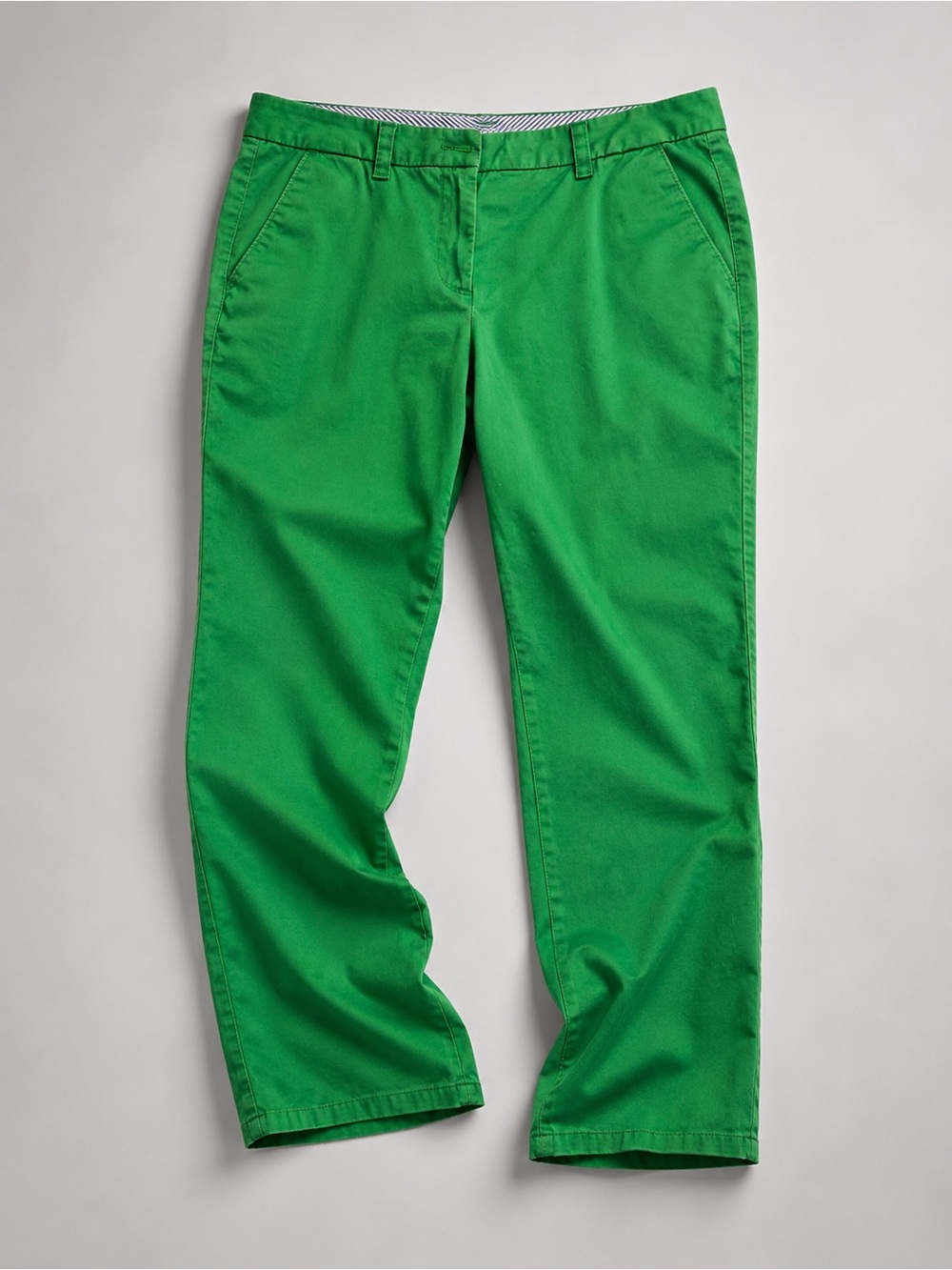 JCP Kelly Green Cotton Ankle Trousers Size 16 Preppy Chic